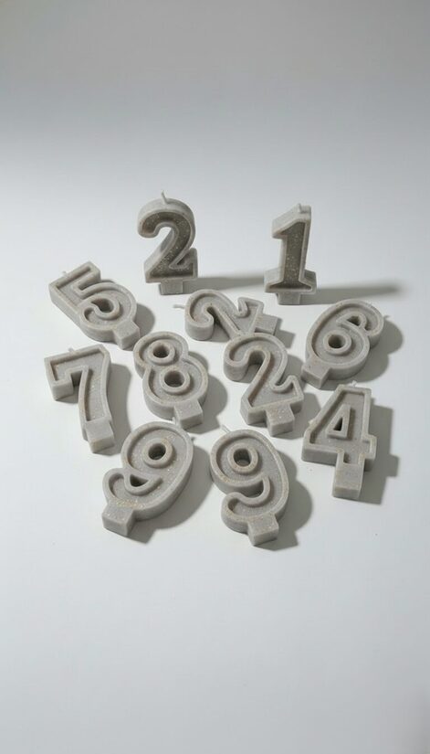 Bišu vaska Ciparu svece tortēm un kūkām | Gaiši pelēks | Bez spīdumiem